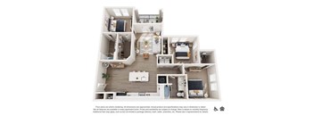 A floor plan of a house with a kitchen, living room, and two bedrooms.