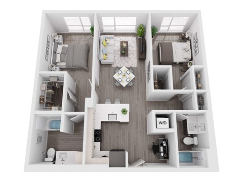 a1 floor plan  1 bedroom with 2 baths  129