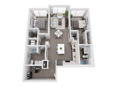 aurion floor plan  1 bedroom with 2 baths  119