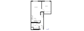 a floor plan of a 1 bedroom floor plan