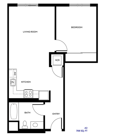 a floor plan of a 1 bedroom floor plan