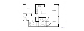 a floor plan of a home with a bedroom and a living room