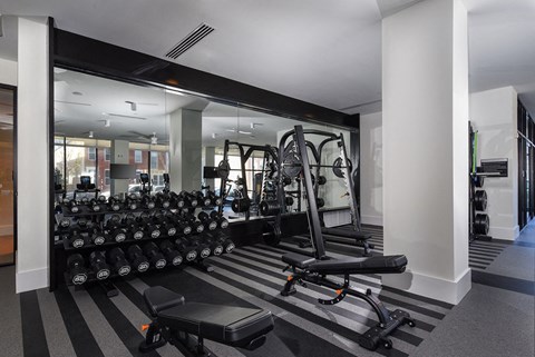 a gym with a bunch of chairs in it