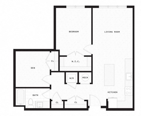 the schematic floor plan of the apartment with the layout of the rooms