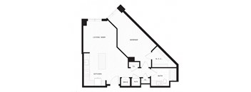 a floor plan of a house with a triangular floor plan upside down