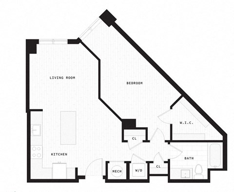 a floor plan of a house with a triangular floor plan upside down
