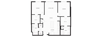 a floor plan of an apartment with a bedroom and a living room