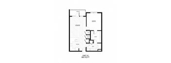 floor plan of the unit at 860 sq ft