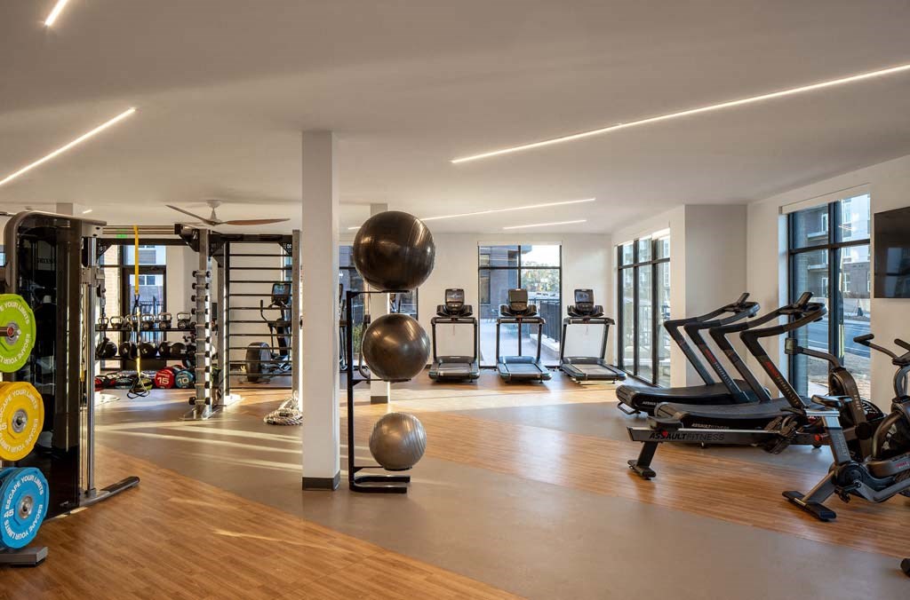 the gym in the home has weights and other exercise equipment