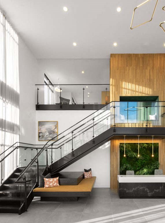 a staircase in the middle of a house