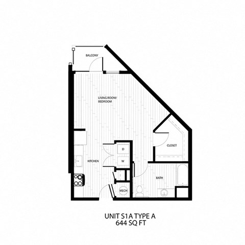 floor plan of the a 413 sq ft apt