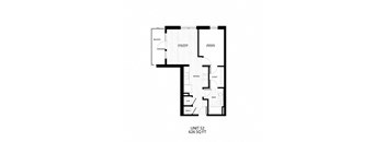 floor plan of upper level level 1 bedroom apartment at the link condos