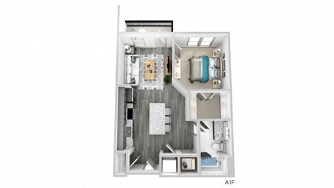 a floor plan with a bedroom and a living room