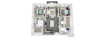 a floor plan of a house with a bedroom and a bathroom
