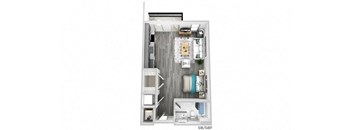 a floor plan of a house with a bedroom and a bathroom