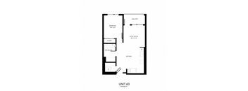 a floor plan of unit a3 with bedroom and bathroom