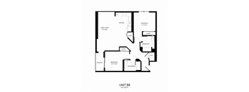 a floor plan for unit bc with bedroom and living room