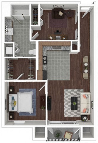 a floor plan of a house with a bedroom and a living room