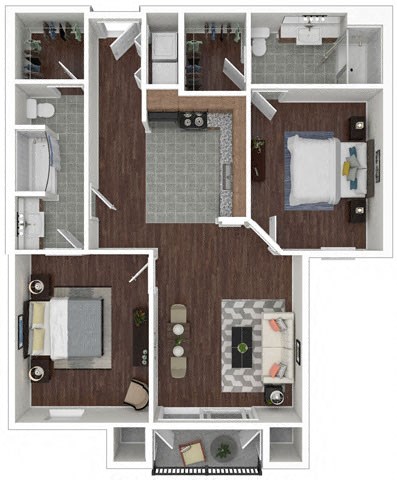 a floor plan with a bedroom and a living room