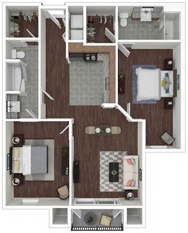 a floor plan of a bedroom with a bathroom and a living room