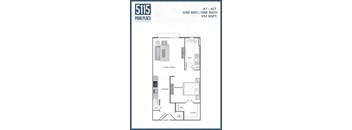 the floor plan of one bed one bath apartment