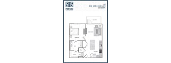 a floor plan of one bed one bath and one bedroom