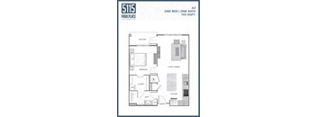 floor plan of a one bed one bath apartment