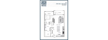 floor plan of a one bed one bath apartment