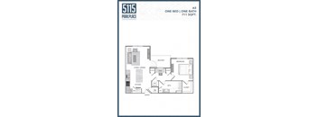 a floor plan of a one bedroom one bath apartment with a bathroom and a closet
