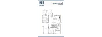 the floor plan of two bed two bath