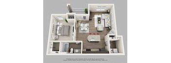 a 1 bedroom floor plan with a bathroom and a living room
