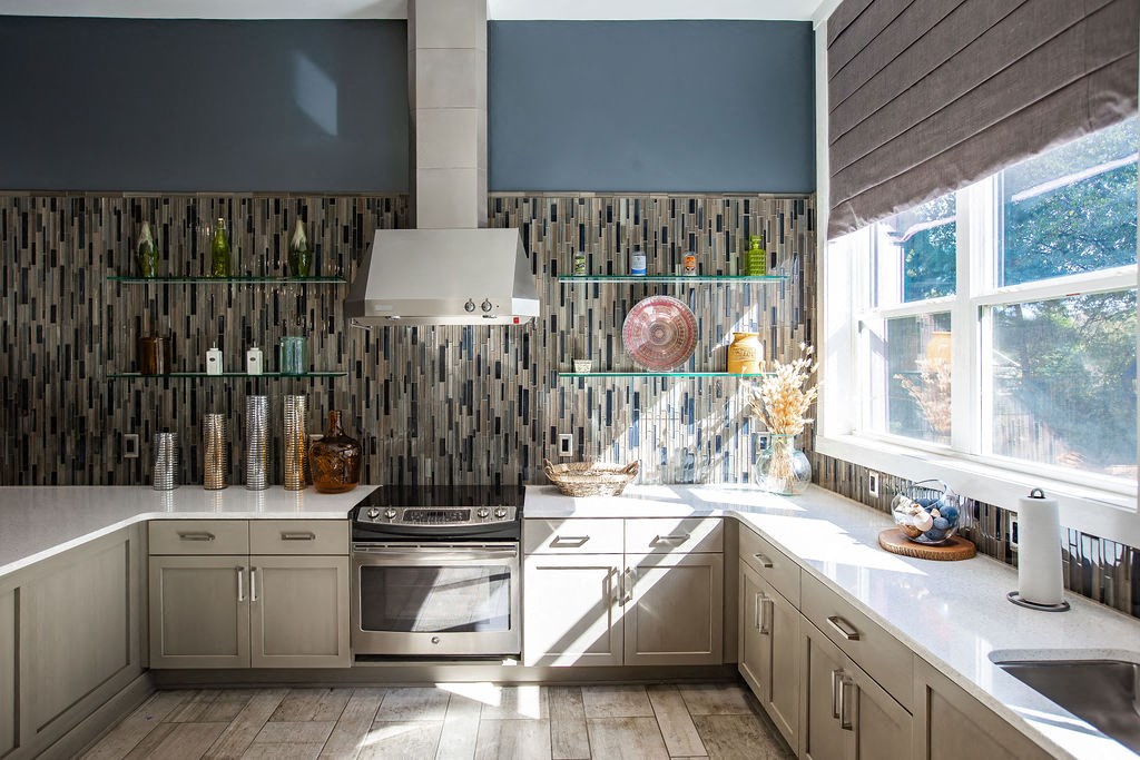 a kitchen with a sink and a window
