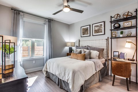 Bedroom With Ceiling Fan at Trailhead, Austin, 78721