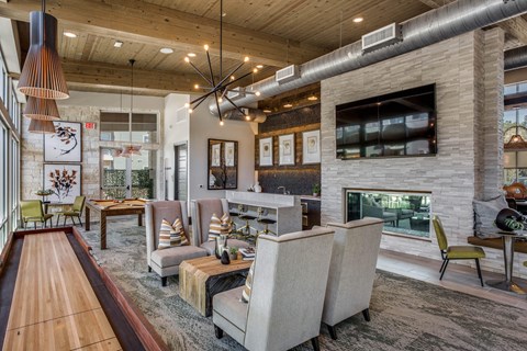 Clubroom With TV And Fireplace at Trailhead, Austin, 78721