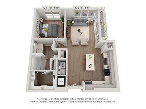 a 1 bedroom floor plan with a bathroom and a balcony