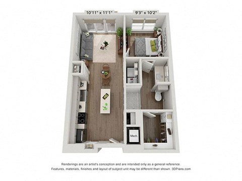a 1 bedroom floor plan  villas at