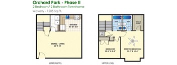 two floor plan of a house with a bathroom and a living room