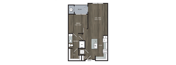 a floor plan of a studio apartment with a bedroom and a living room