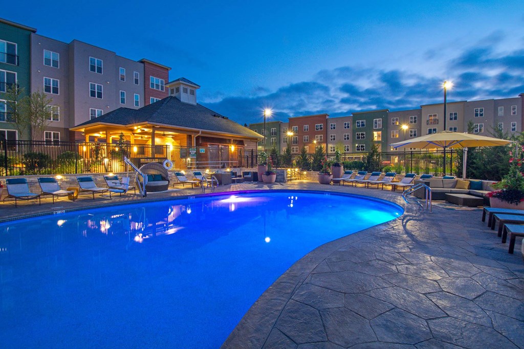 the pool at night at the residence inn