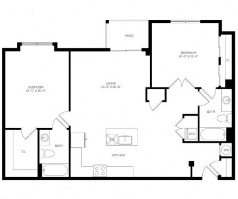the schematic drawing of the bedroom floor plan of a house
