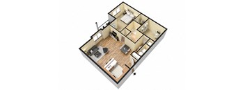 a floor plan of a house with a bedroom and a living room