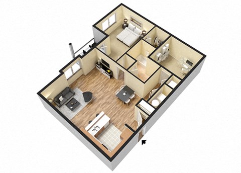 a floor plan of a house with a bedroom and a living room
