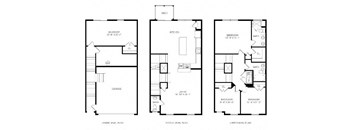 three floor plans of a house with different floors