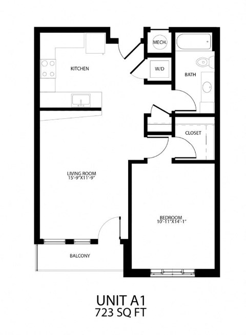 the floor plan of unit a1 is shown in this drawing