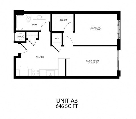 the floor plan of unit a3 of the apartment building