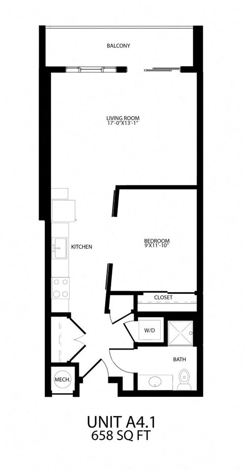 a floor plan of a unit with a small footprint