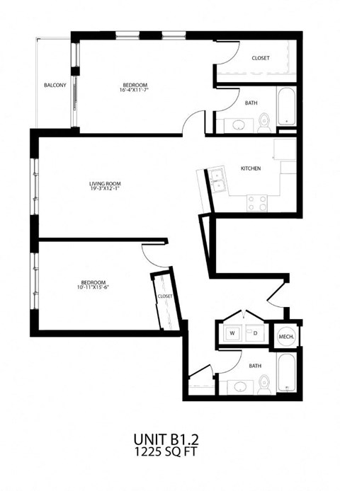 a floor plan of a unit with an open floor plan