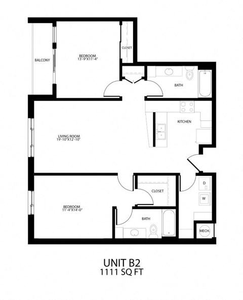 a floor plan of a unit with an open floor plan