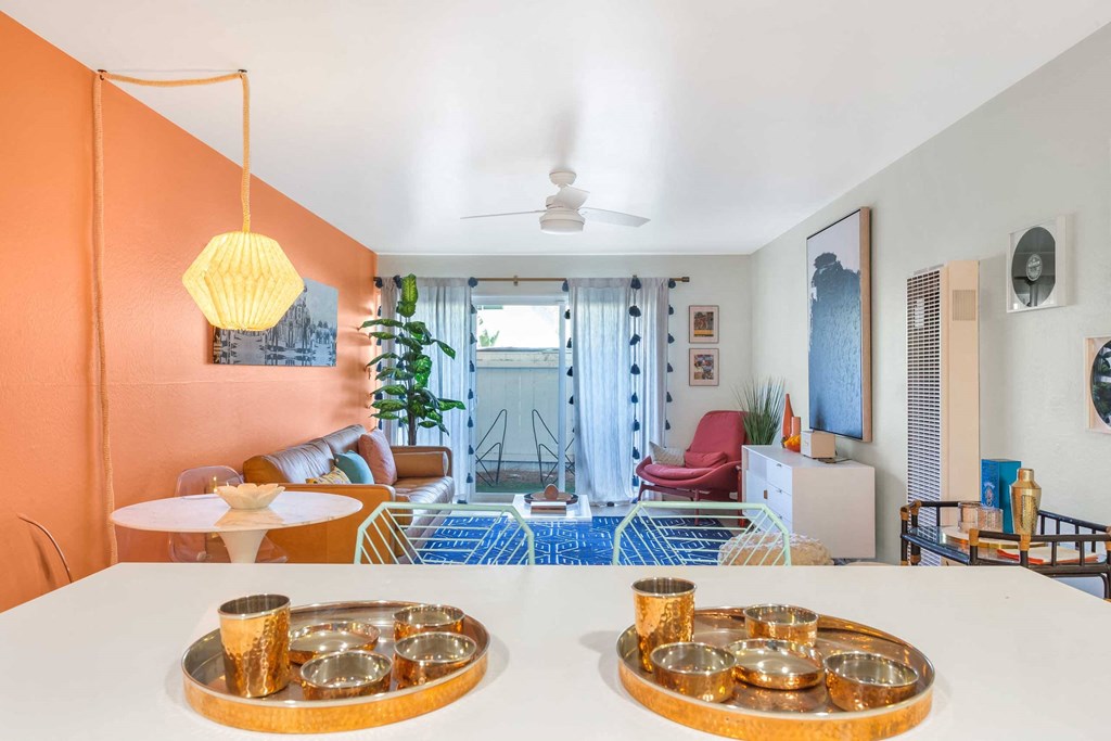 a picture of a living room with different types of furniture