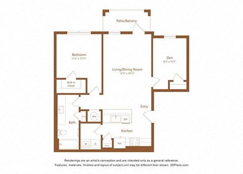 the typical floor plan for a bedroom apartment